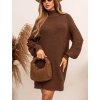 Dámske pletené šaty La Tynka bez opaska, dlhé balónové rukávy, oversize strih, univerzálna veľkosť