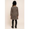 Dievčenské leopardie šaty s dlhým rukávom a volánovým spodným dielom v áčkovom strihu, veľkosť 128–158.