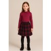 Dievčenský polrolák z mäkkého viskózového materiálu v bordovej farbe, s jemným riasením pri krku