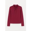 Dievčenský polrolák z mäkkého viskózového materiálu v bordovej farbe, s jemným riasením pri krku