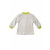 Detská sivá bavlnená košieľka s dlhým rukávom, zapínaním vpredu a zelenými detailmi