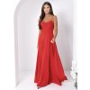 Elegantné dlhé spoločenské šaty WENUS bez ramienok s rozparkom na nohe