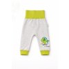 Detské sivé tepláky so zeleným elastickým pásom a manžetami, motív korytnačky Little Turtle