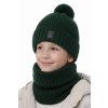 Chlapčenský zelený zimný set čiapka a nákrčník z pleteného materiálu