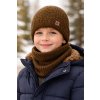 Chlapčenská zimná čiapka a nákrčník v hnedej farbe