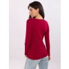 Dámska rebrovaná blúzka s dlhým rukávom, V-výstrihom a jemnou výšivkou na hrudi