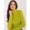 Dámsky limetkový rebrovaný sveter s rolákom a dlhým rukávom