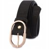 Dámsky kožený opasok Beltimore čierny semišový so zlatou prackou