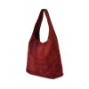 Bordová dámska semišová kabelka shopper z pravej kože na rameno