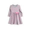 Dievčenské sivé šaty s ružovými bodkami a dlhým rukávom, pohodlné detské šaty na každodenné nosenie