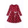 Dievčenské bordové šaty so srdiečkami a mašličkou v páse, veľkosť 110