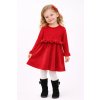 Dievčenské červené velúrové šaty s volánom a dlhým rukávom, veľkosť 104