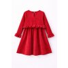 5bfd0Dievčenské červené velúrové šaty s volánom a dlhým rukávom, veľkosť 104