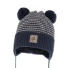Chlapčenská pletená čiapka Laurent s dvoma brmbolcami a viazaním
