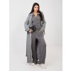 Dámsky tmavosivý rebrovaný úpletový komplet – mikina s golierom a voľné nohavice