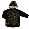 detská softshellová bunda Rockino čierna s neónovým vzorom s kapucňou