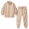 Chlapčenská béžová tepláková súprava s mikinou na zips a teplákmi