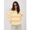 Dámska oversize mikina s pruhmi a V výstrihom