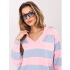 Dámska oversize mikina s pruhmi a V výstrihom