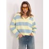 Dámska oversize mikina s pruhmi a V výstrihom
