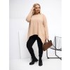 Plus size asymetrická tunika s dlhým rukávom, voľný strih