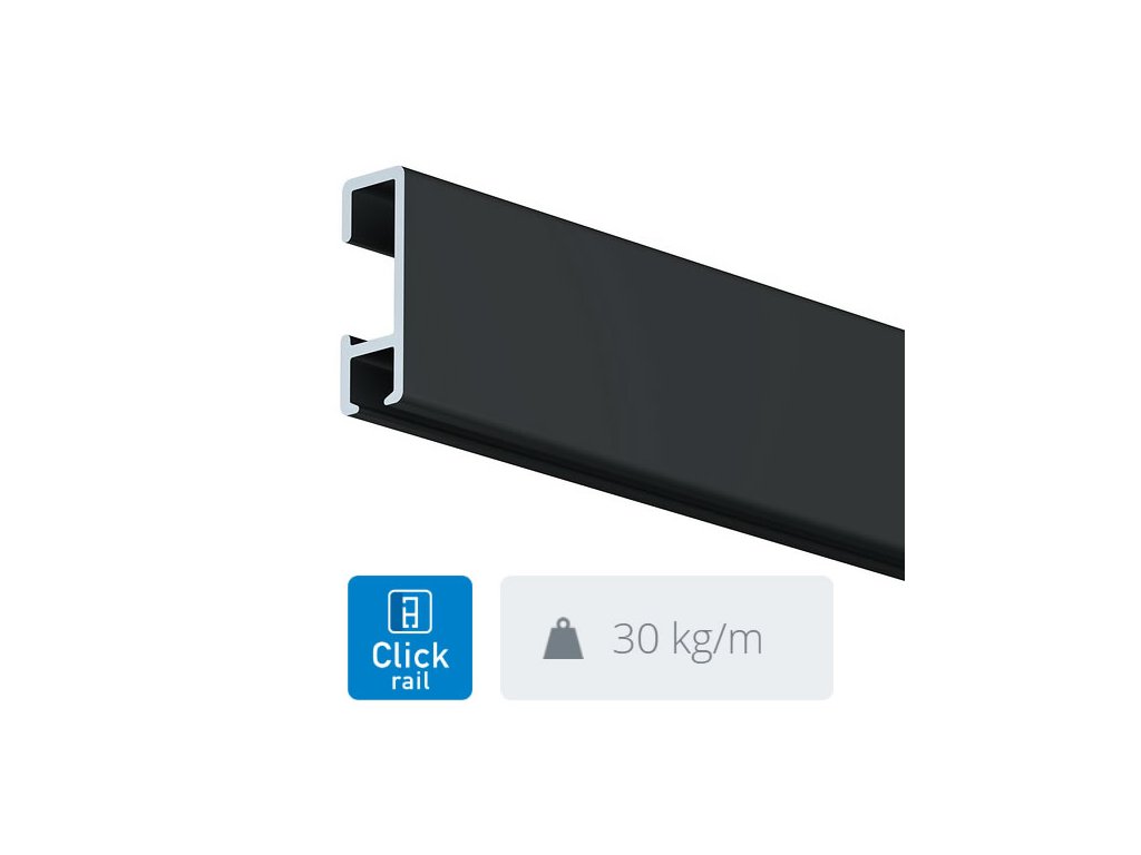 Nástěnná lišta Click Rail, černá - 300 cm 05.01310