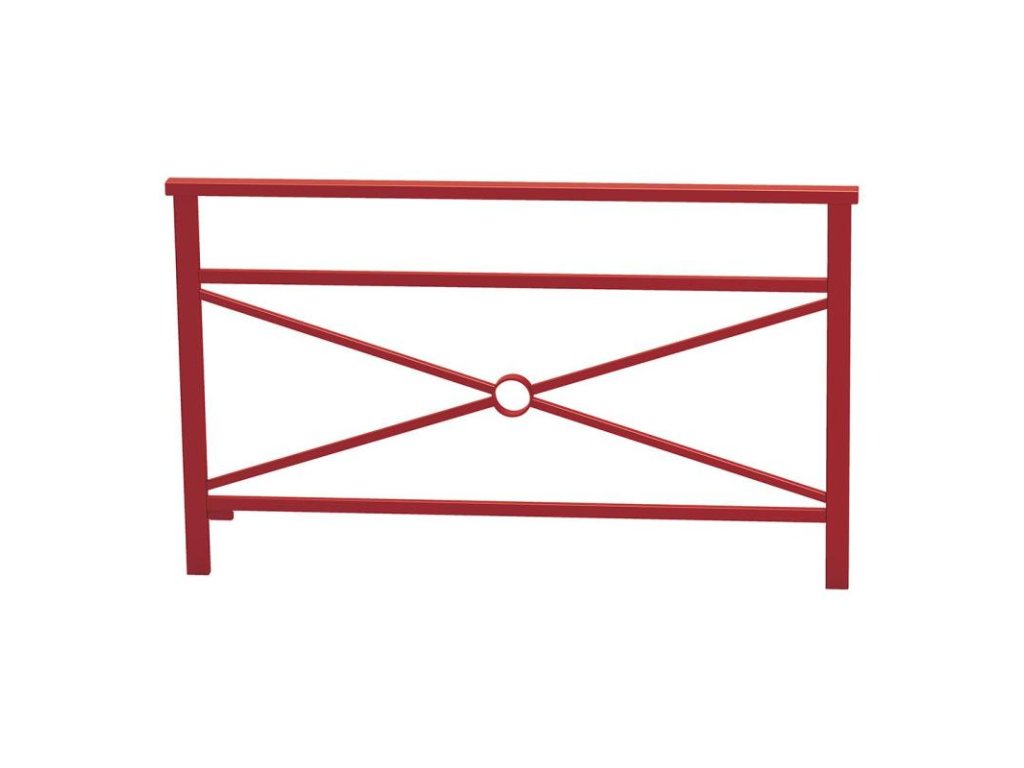 Zábradlí Benátky, délka 1500 mm, jednoduchý kříž, barva vínová RAL3004 206826.3004