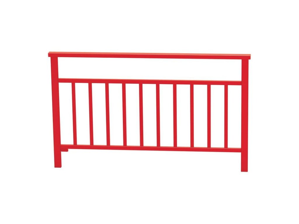 Zábradlí Benátky, délka 1500 mm, svislé příčky, barva červená RAL3020 206828.3020