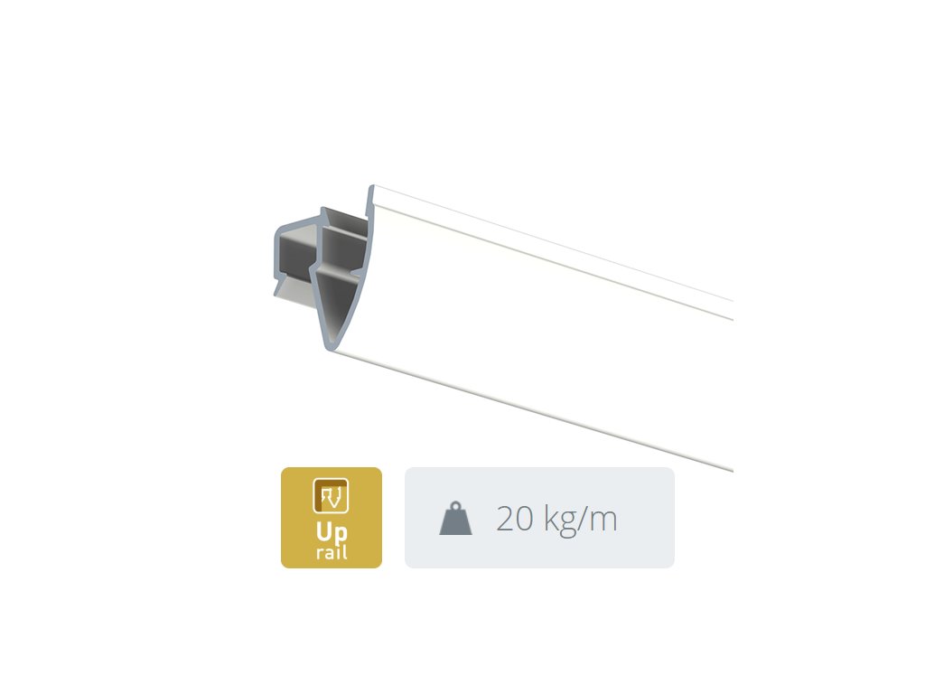 Stropní závěsná lišta UP Rail, bílá přetíratelná - 300 cm