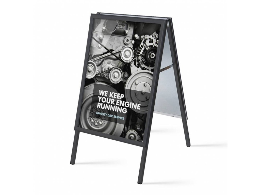 ZPA1G32MEC9005 Reklamní áčko A1, ostrý roh, profil 32mm, plechová záda, černé