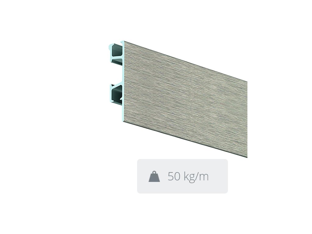 Nástěnná lišta Click Rail Pro, škrábaný hliník - 300 cm 05.05330