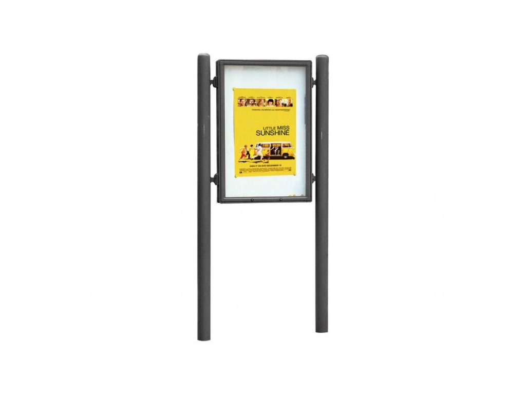 Tabulová informační vitrína Carrefour oboustranná, V 1200 x Š 800 mm, barva šedá Procity 571100.GPRO