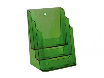 Barevný stolní stojánek na letáky 3xA4 tónovaný zelený