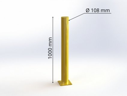 Ochranný sloupek Ø 108 mm s patkou, výška 1000 mm, žlutý LGS02