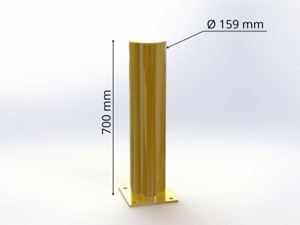 Ochranný sloupek Ø 159 mm s patkou, výška 700 mm, žlutý LGS03