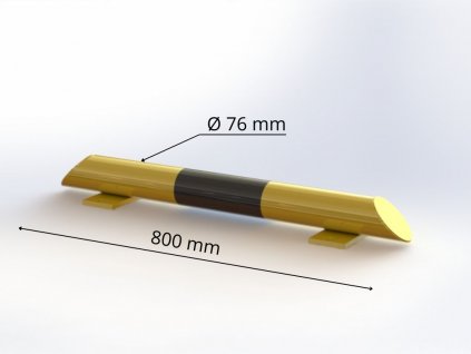 Nízký nárazník Ø 76 mm, délka 800 mm, žlutý s reflexním pruhem OW02