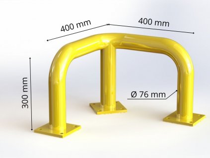 Obloukový nárazník rohový Ø 60 mm, 400 x 400 mm,  výška 300 mm, žlutý LGO901