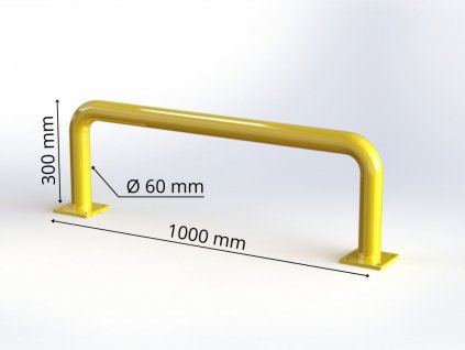 Obloukový nárazník rovný Ø 60 mm, délka 1000 mm,  výška 300 mm, žlutý LGOR01