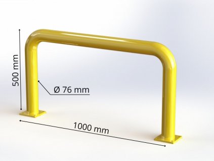 Obloukový nárazník rovný Ø 76 mm, délka 1000 mm,  výška 500 mm, žlutý LGOR02