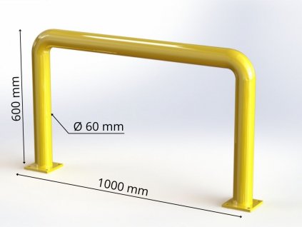 Obloukový nárazník rovný Ø 60 mm, délka 1000 mm,  výška 600 mm, žlutý LGOR03