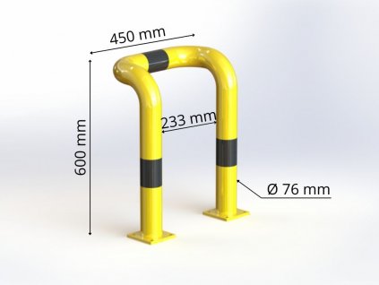 Obloukový nárazník visutý Ø 76 mm, délka 450 mm,  výška 600 mm, žlutý s reflexními pruhy OPS01