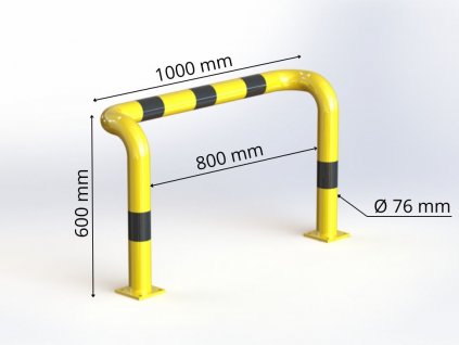 Obloukový nárazník visutý Ø 76 mm, délka 1000 mm,  výška 600 mm, žlutý s reflexními pruhy OPS03
