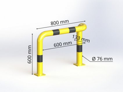 Obloukový nárazník visutý Ø 76 mm, délka 800 mm,  výška 600 mm, žlutý s reflexními pruhy OPS07