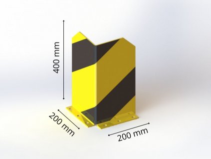 Regálový nárazník 200x200 mm,  výška 400 mm, žlutý s reflexními pruhy ORL01