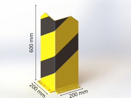 Regálový nárazník 200x200 mm,  výška 600 mm, žlutý s reflexními pruhy ORL02