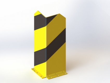 Regálový nárazník 200x200 mm,  výška 600 mm, žlutý s reflexními pruhy NR02