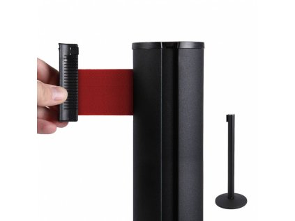 Bariérový sloupek s červeným flexi pásem 2,7m , černý BBBLACKRED