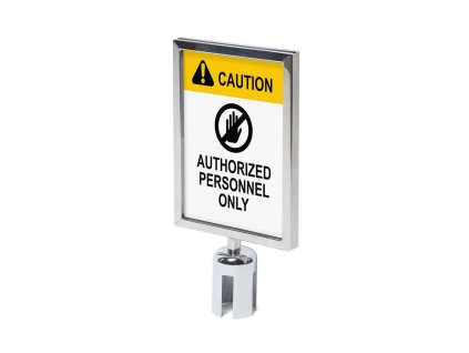 Informační cedule A4 pro bariérové sloupky Economy s flexi pásem, stříbrná BBECHROMESIGNA4