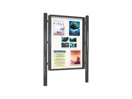 Tabulová informační vitrína Carrefour oboustranná, V 1600 x Š 1200 mm, barva šedá Procity 572100.GPRO