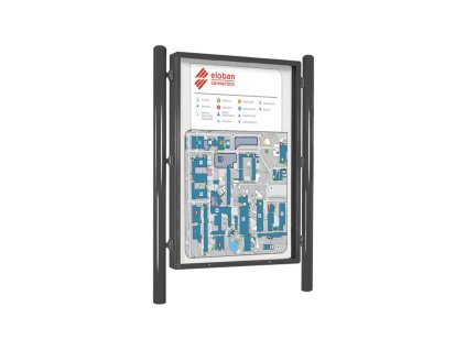 Tabulová informační vitrína Carrefour oboustranná, V 1760 x Š 1210 mm, barva šedá Procity 573100.GPRO